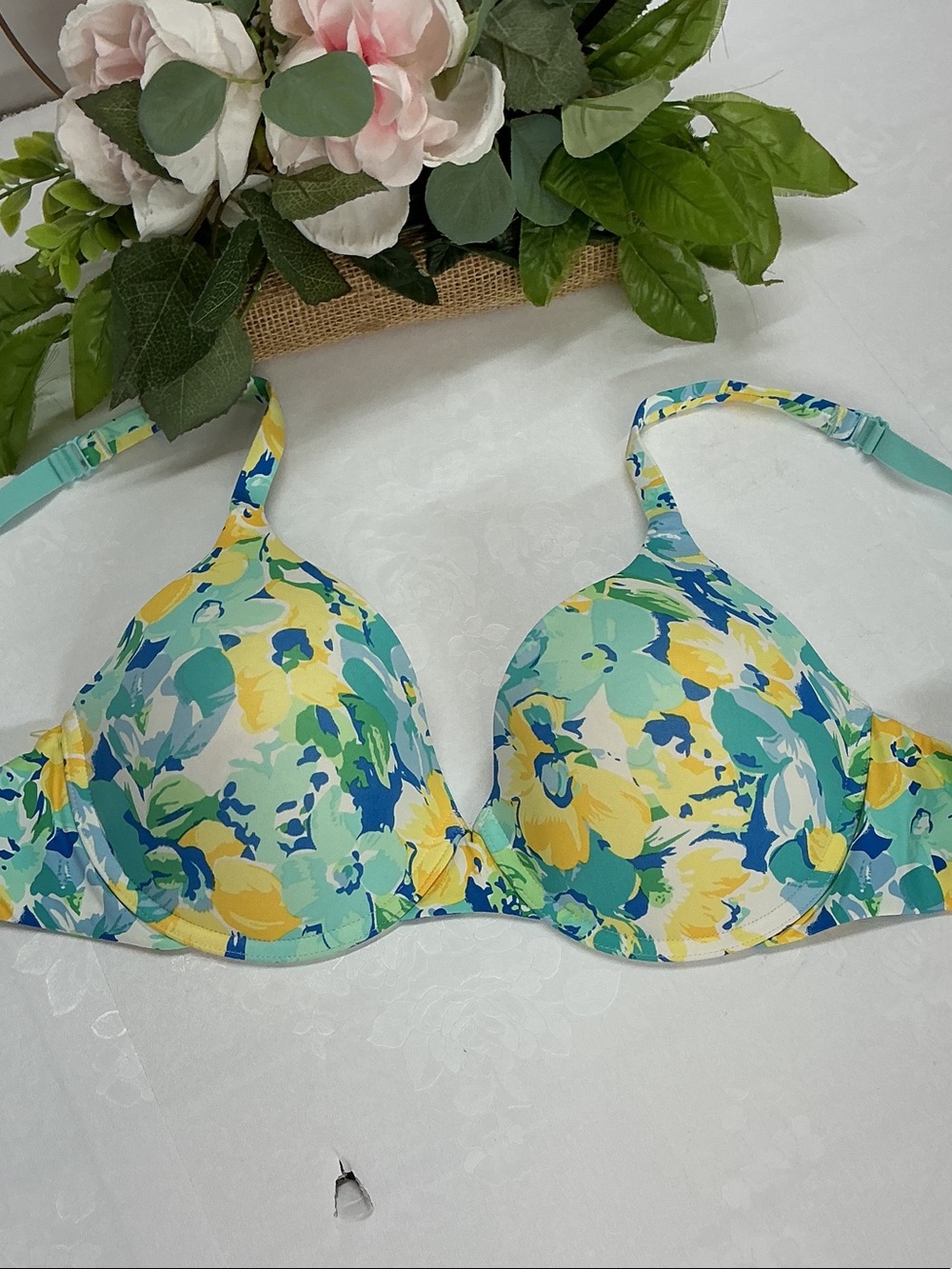 Floral Blue & Yellow Underwire Bra